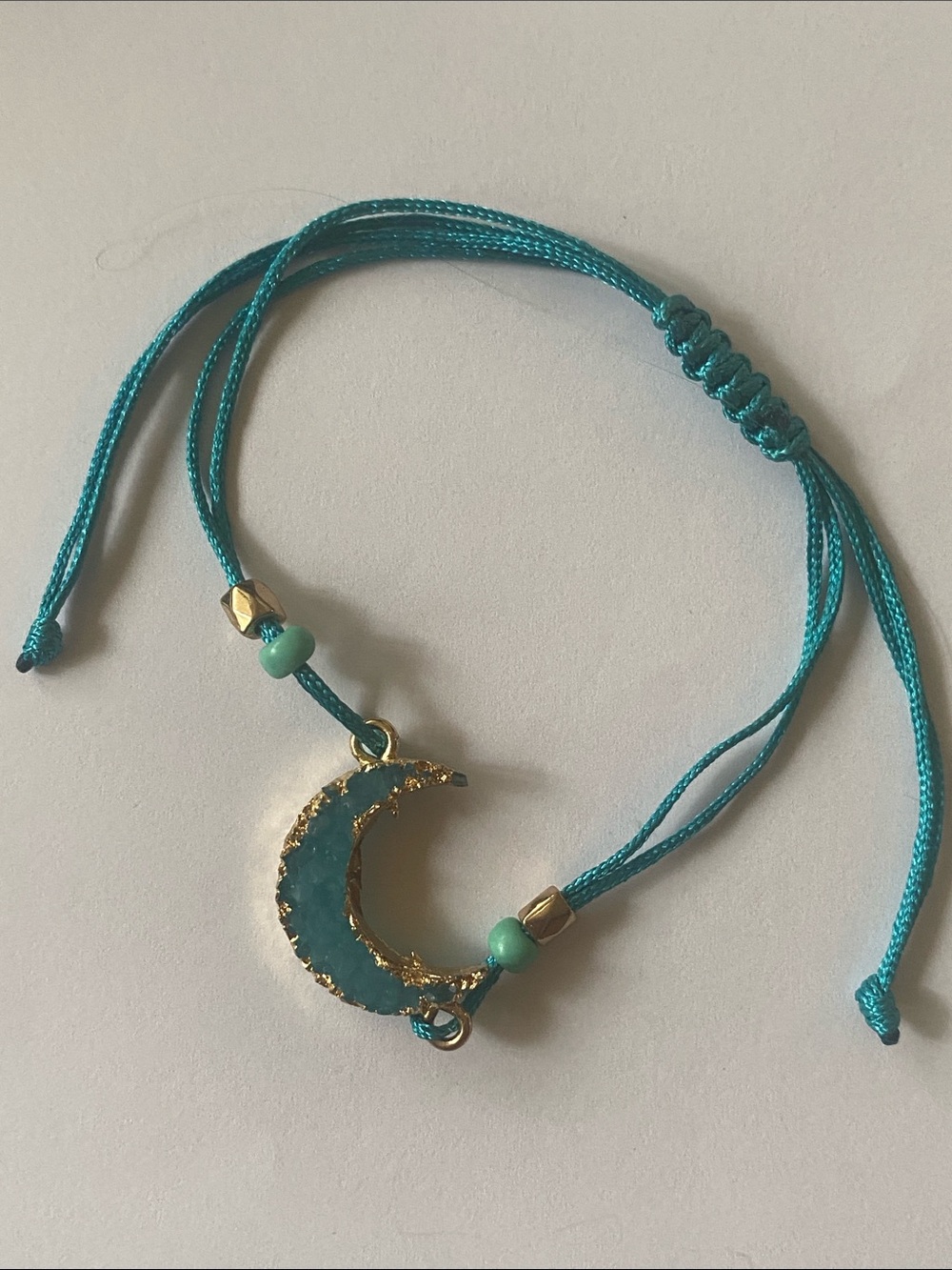 Druzy celestial Crescent Moon 🌒 Adjustable Bracelet - Gold Accent